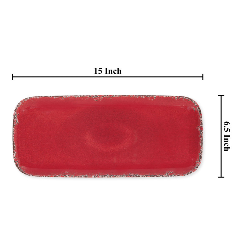 2-Piece Crackle 15" Tray, Red