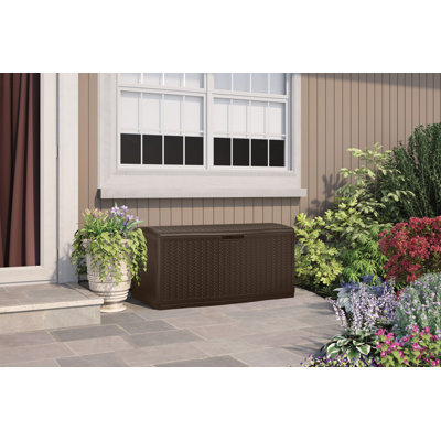 124 Gallon Water Resistant Herringbone Deck Box by Suncast