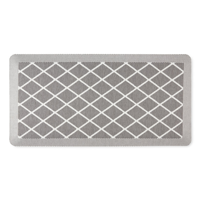Gray Trellis Memory Foam Anti-Fatigue Kitchen Mat
