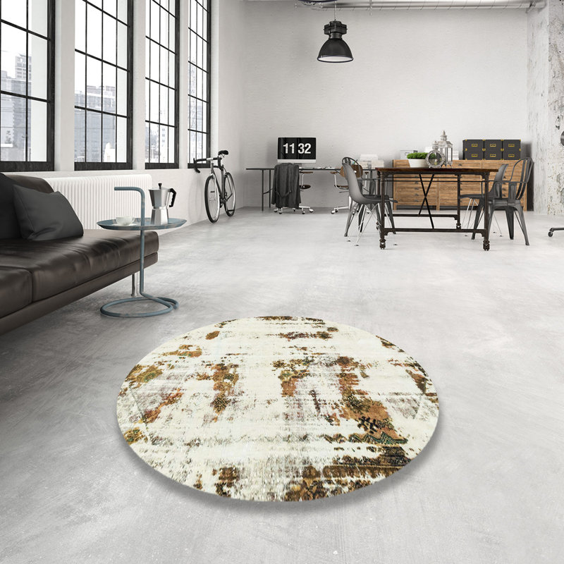 Tapis décoratif multicolore à motif abstrait, Rond 6 pi