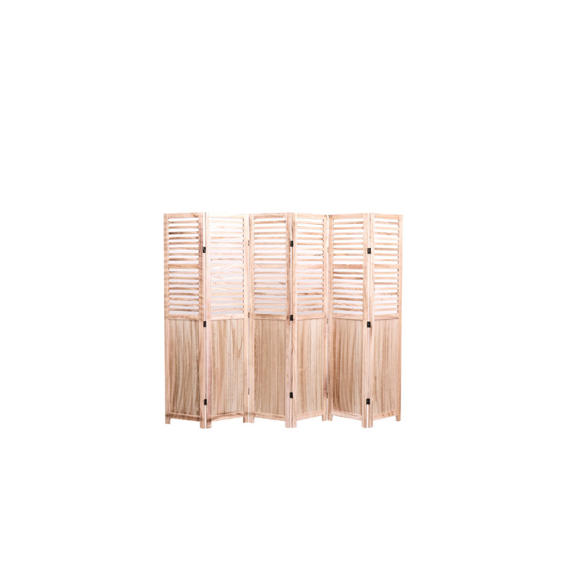Paravent 6 pièces en bois massif naturel l 82,8 po x H 65 po pour écran intérieur, 6, finition avec charnières
