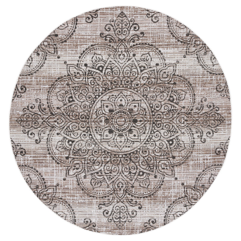 Havana Performance Oriental Indoor/Outdoor Area Rug, Round 6'7"