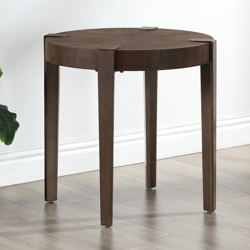 Missick 24" Round Wood End Table, Brown, Brown