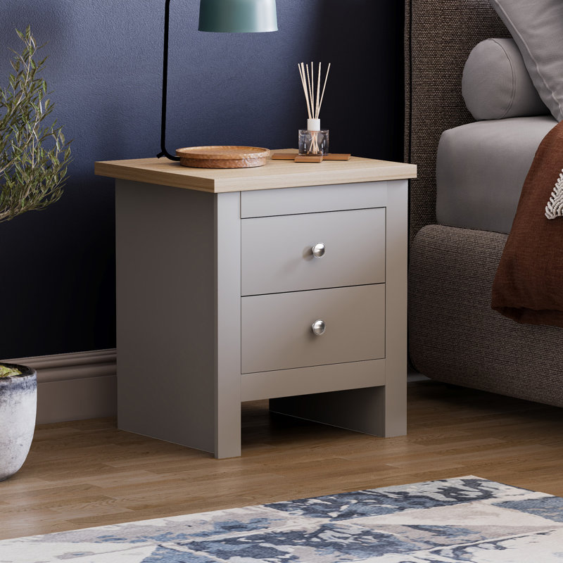 Morley 45cm W Manufactured Wood Bedside Table, Grey