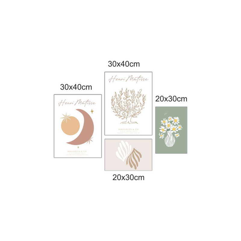Stunning Decorative MDF Wall Art (4 Pieces), 24.4 x 33.5 inches Each | 100% MDF, High-Quality Digital Printing | Perfect for Living Room & Bedroom Decor