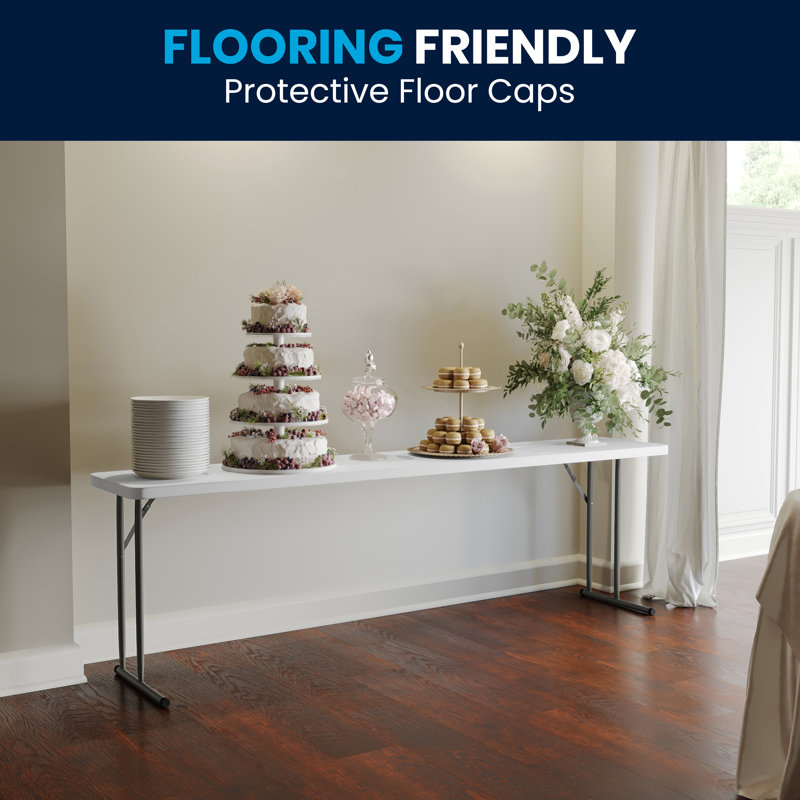 Powder Coated Gray Metal Rectangular Folding Table