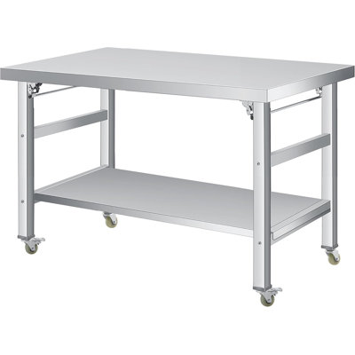 Folding Stainless Steel Table (36x24 in) - Commercial Work Table with Undershelf, 920 LBS Load, Foldable Double-Tier Stainless Steel Workstation for Home, Kitchen, Restaurant, Garage, Camping, Outdoor