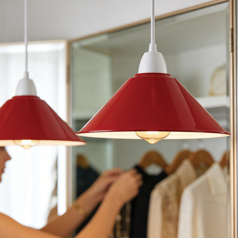 10cm H Metal Cone Lamp Shade, Red