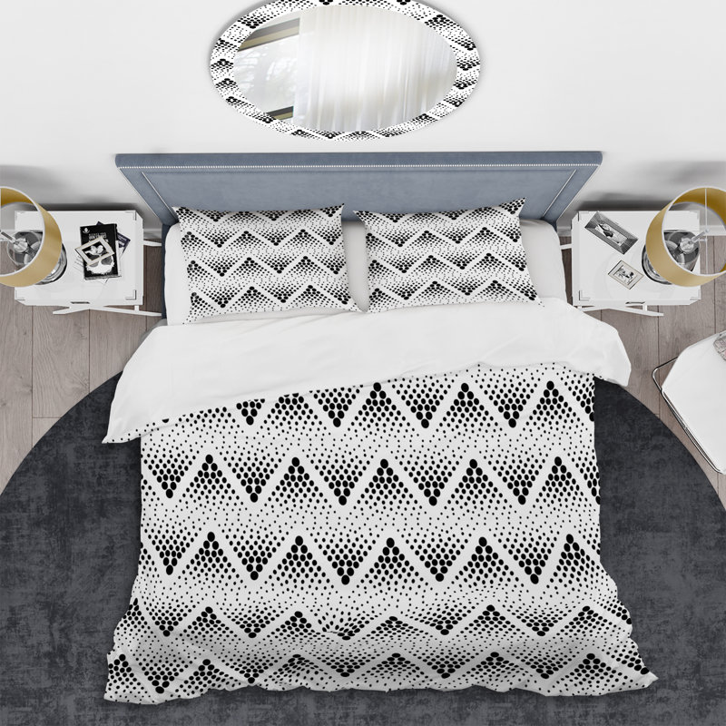 Ensemble de housse de couette en microfibre blanc / noir 3 pièces