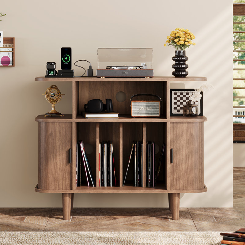 Support audio, support pour tourne-disque avec station de charge et ports USB pour la chambre à coucher, le salon,
