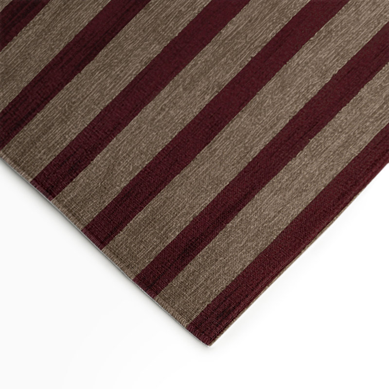 Tapis intérieur / extérieur rouge HorizontalStripes, Rectangulaire 3 pi x 5 pi