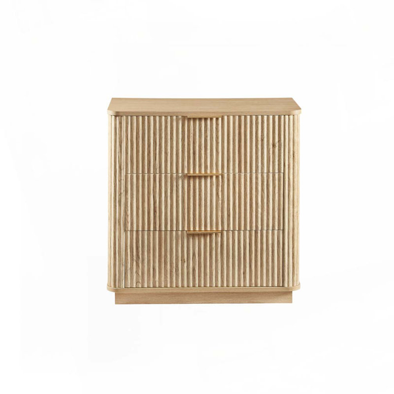Commode de rangement à 3 tiroirs Wavy Design, Naturel