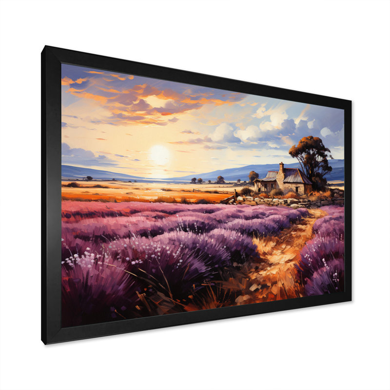 " French Provencal Lavender Fields I ", Black Single Picture Framed, 34" H x 44" W x 1.5" D
