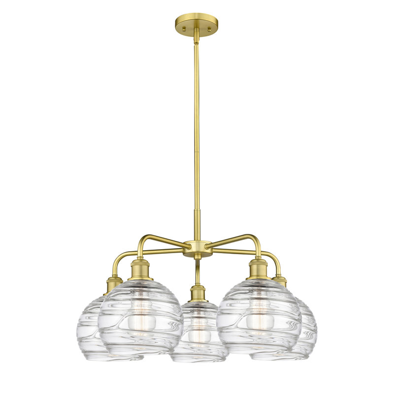 Lustre sphérique à 5 lumières en acier à intensité variable Essex, H 15,88 po x l 26 po x P 26 po, Or satiné