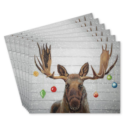 Moose Christmas Balls Polyester Orlane - Set of 6 Decor