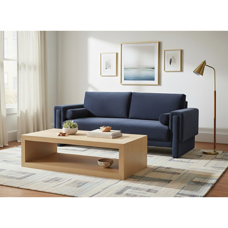 Ivanio Upholstered 89'' Sofa, Navy Chenille Fabric