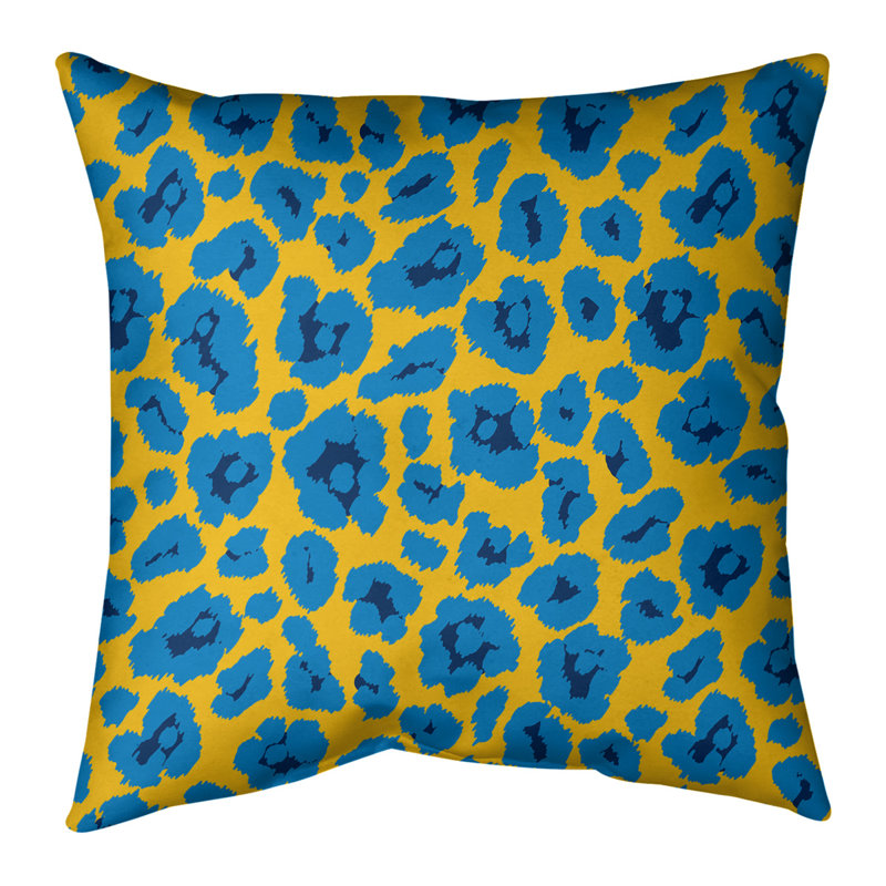 Housse de coussin carrée, Polyester filé, 20 po X 20 po, Or / Bleu
