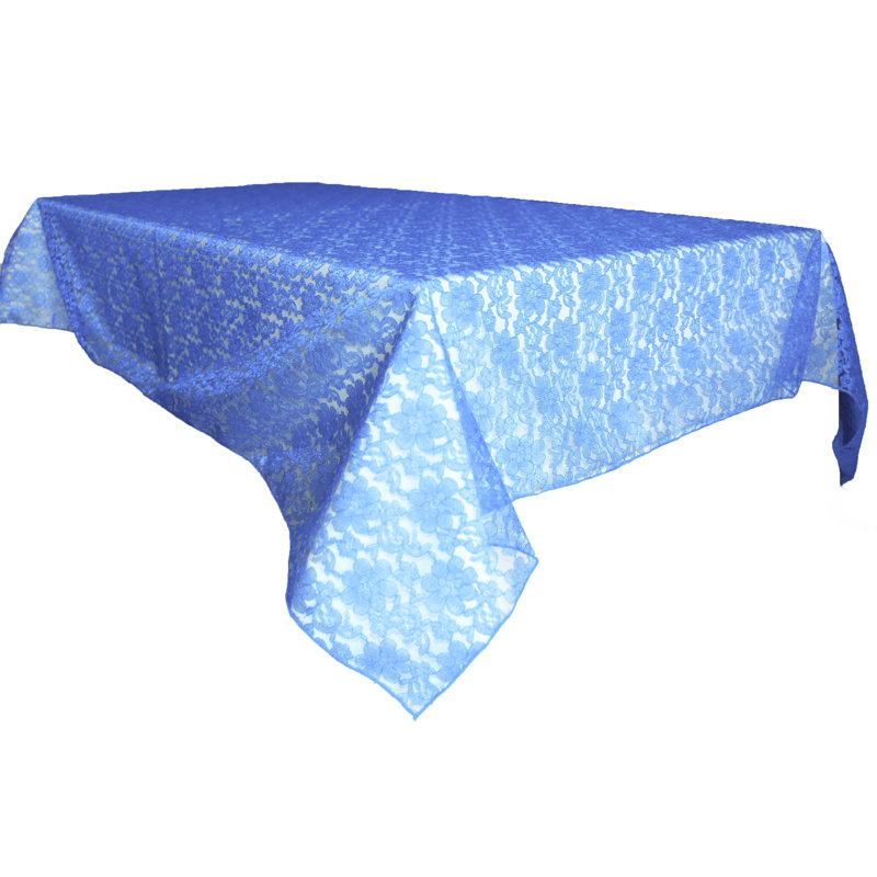 Floral Lace Overlay, 102" x 58", Sea Blue