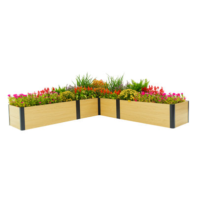 16" Tall L-Shaped Modular Metal Outdoor Raised Garden Bed