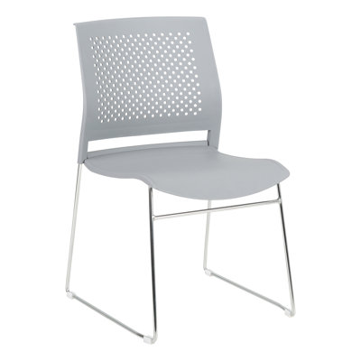 Metal Armless Sled Base Plastic Stacking Chair with Perforated Back