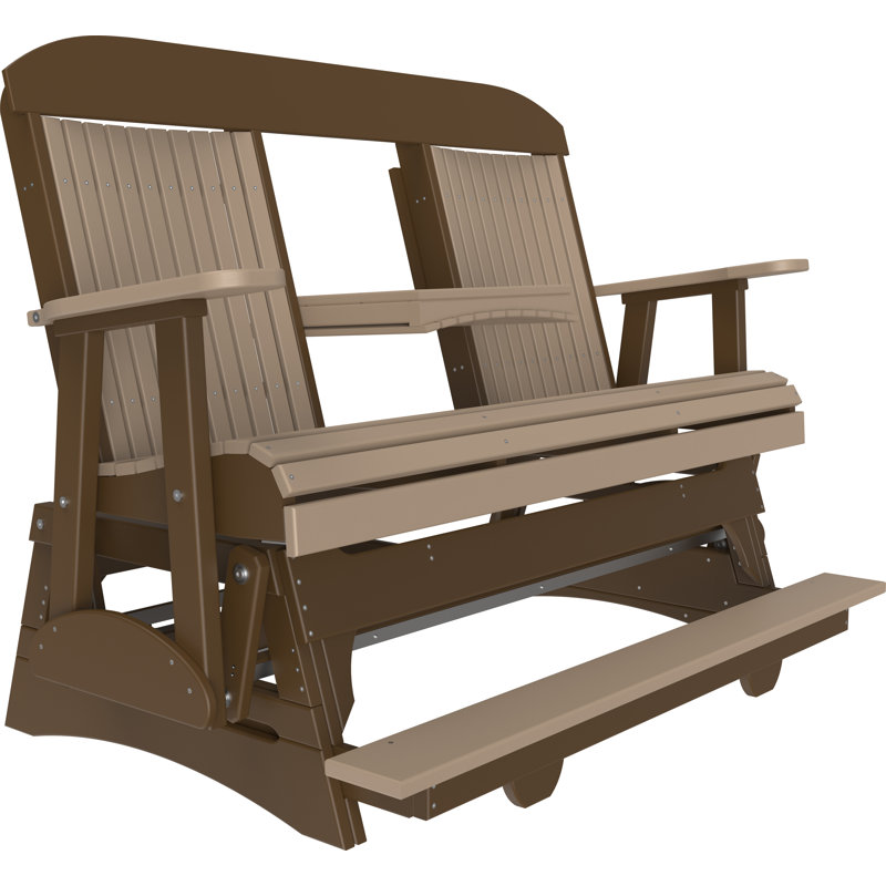 Banc d'extérieur coulissant en polywood, Light Brown/Dark Brown