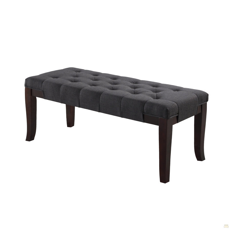Linon Tufted Bench, Fabric, Gray, Gray