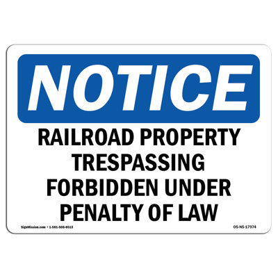 Railroad Property Trespassing Forbidden Sign