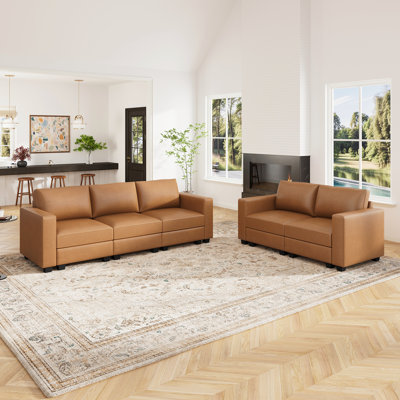 Latitude Run® Abramson Faux Leather 2-piece Sofa Set For Modern Living Room