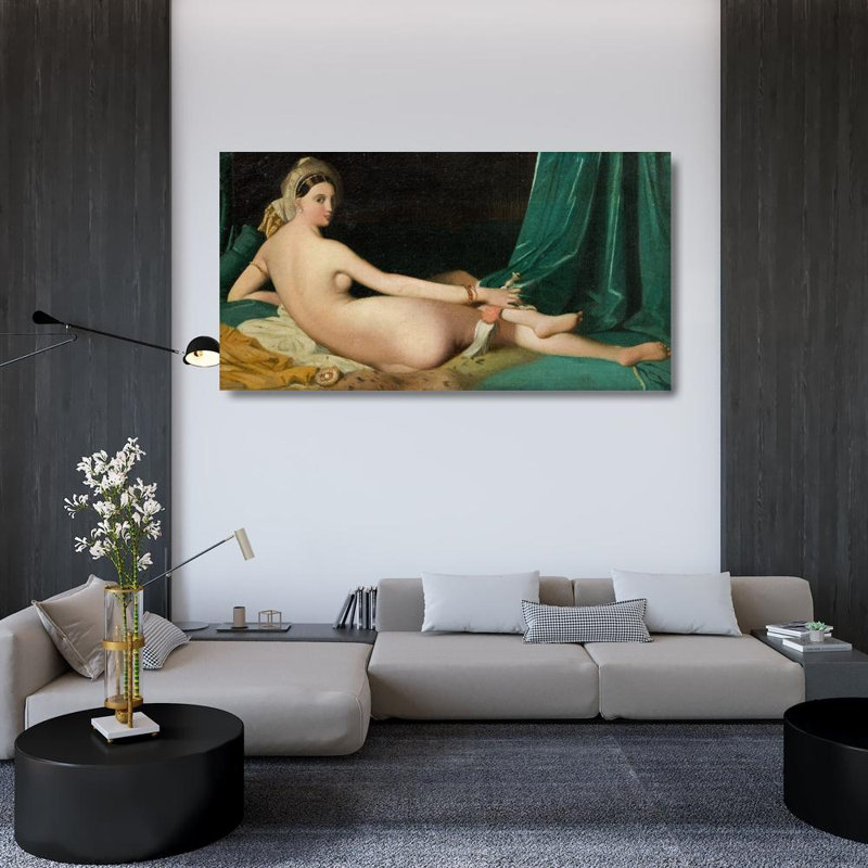 "Odalisque" by  Jean Auguste Dominique Ingres - Gallery Wrap Canvas Wall Art, H 48 po x l 33 po