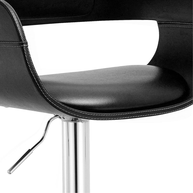 Tabouret de bar contemporain pivotant réglable avec siège et dossier rembourrés, noir