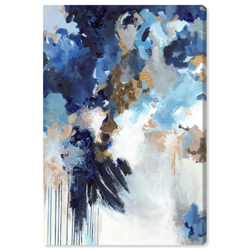 «Midnight Blues Canvas Coastal Abstract» par Art Remedy, H 45 po x l 30 po, Toile tendue
