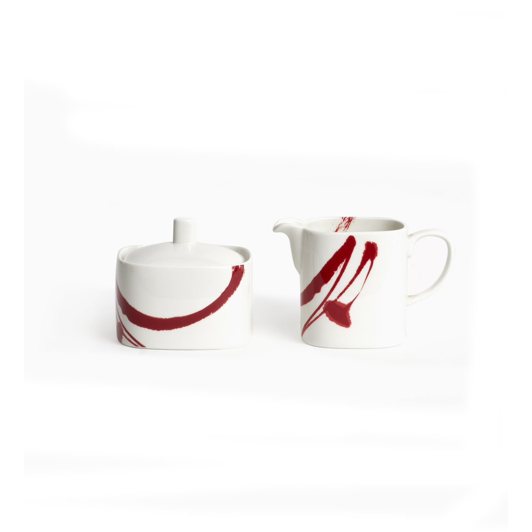 Paint It Red Vanilla Covered Sugar and Creamer Set Red Vanilla 