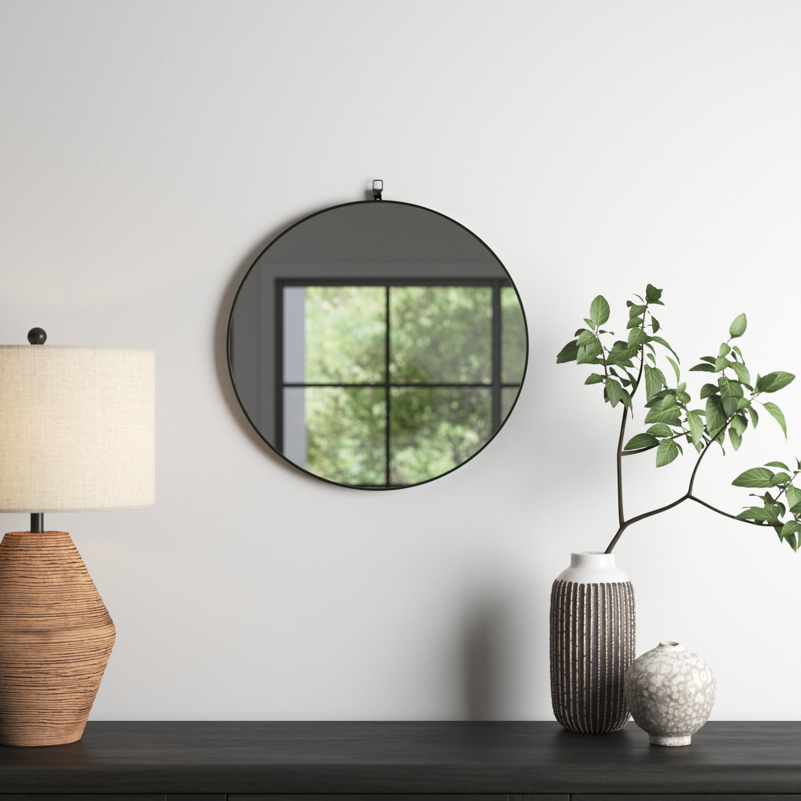 Cassie 48" Accent Mirror, Black, 21" x 21"
