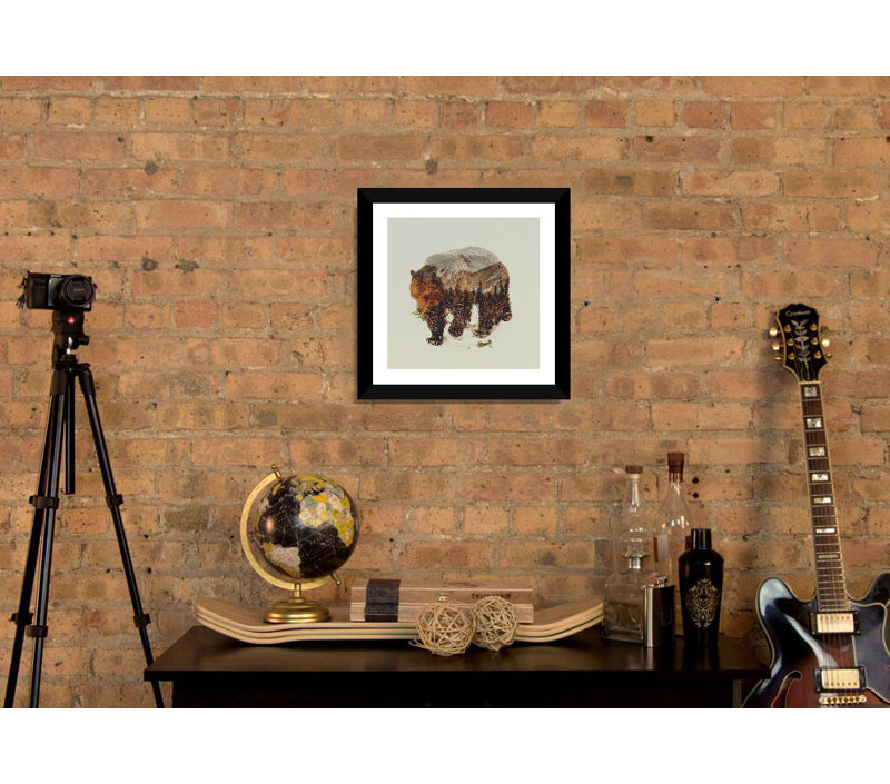 « bear i », impression, H 16 po x l 16 po x P 1 po, Papier encadré noir