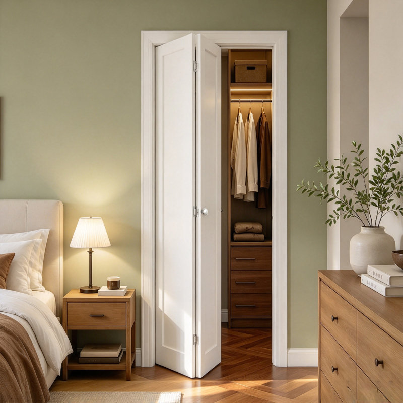 CHIC Mode Doors Porte pliante à panneau creux blanc 24 po ~ 36 po x 80 po avec quincaillerie d'installation, 24 po x 80 po
