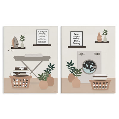 Laundry Interiors with Quotes 2 Piece Canvas Wall Art Set, design by Natalie Carpentieri