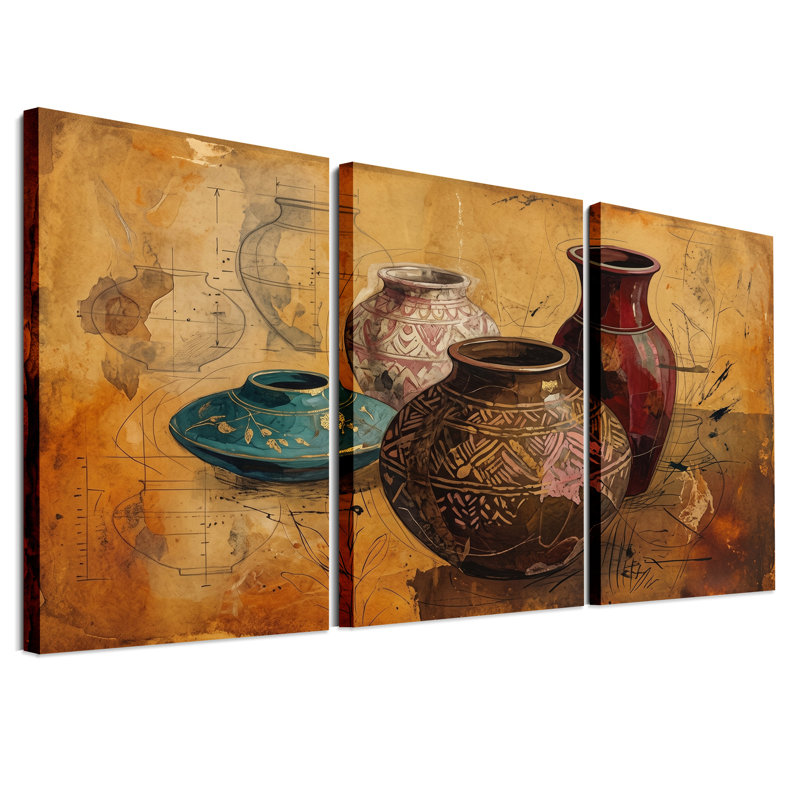 Ensemble de 3 vases en céramique rétro, H 18 po x l 12 po x 3 pièces