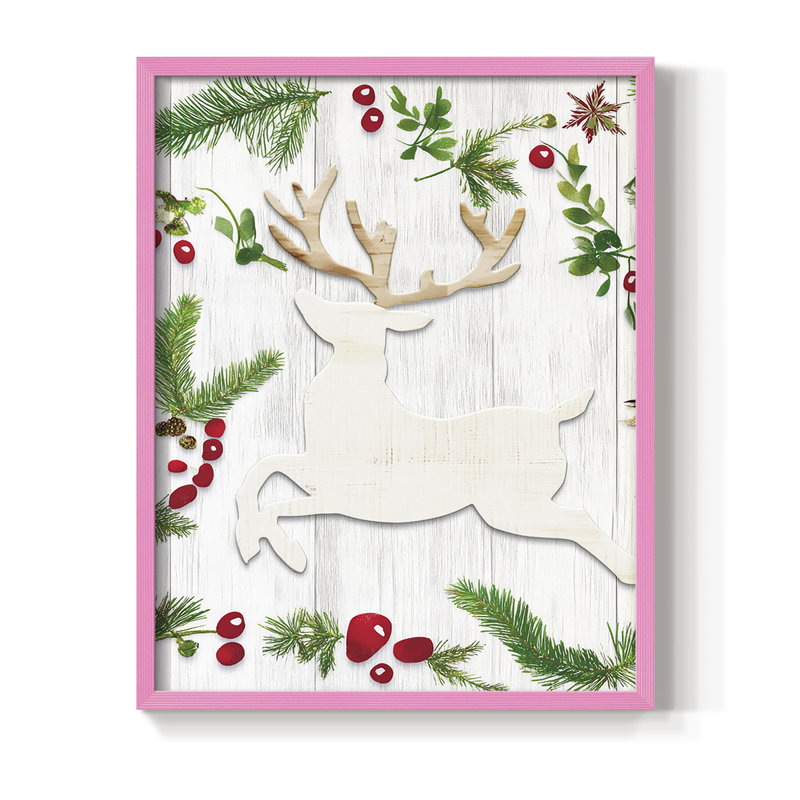 Reproduction encadrée - bois massif, Rose, H 11 po x l 9 po