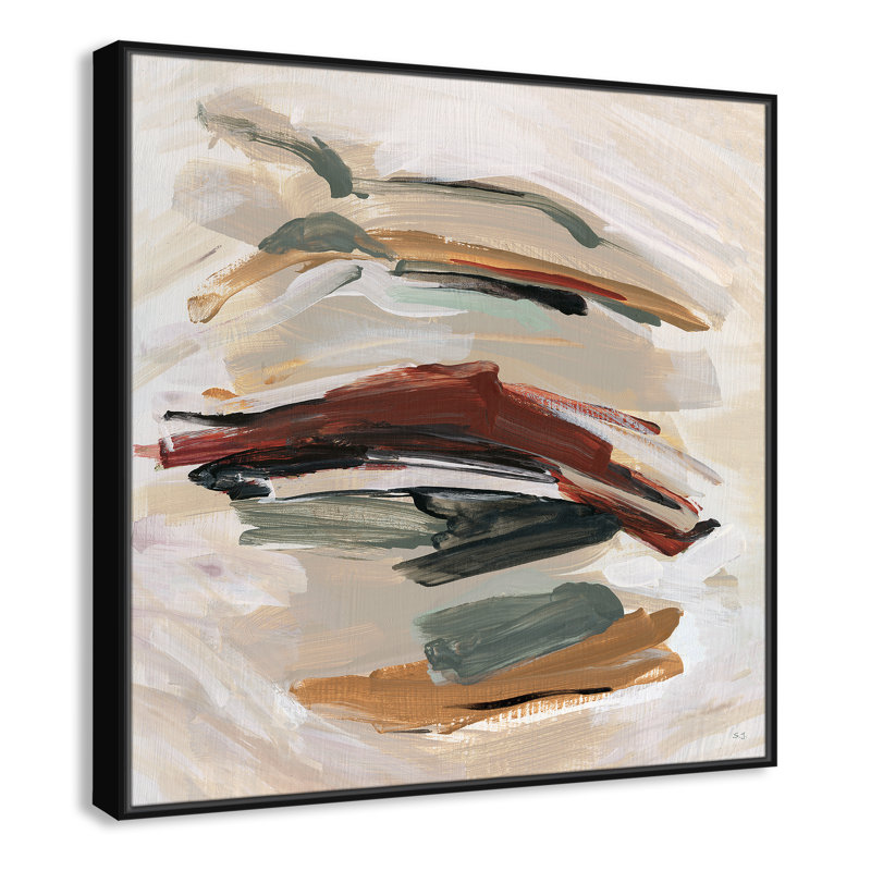 «Carmina Spring Shadows» par Susan Jill - peinture sur toile à cadre flottant, Noir, noir, noir, noir, H 37,5 po x l 37,5 po