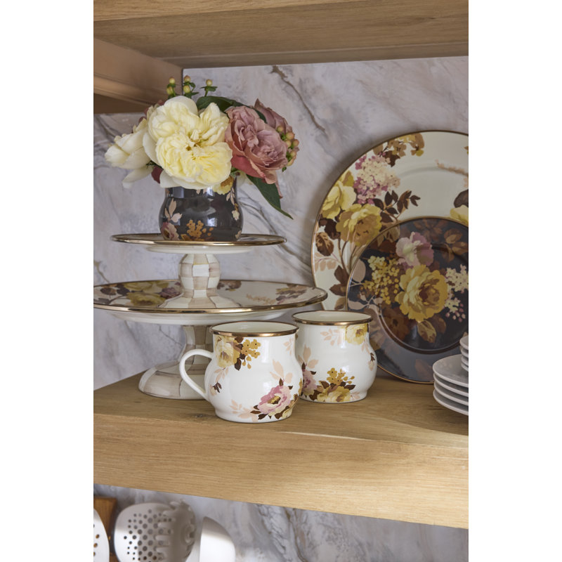 Wild Rose Brown Mug, White