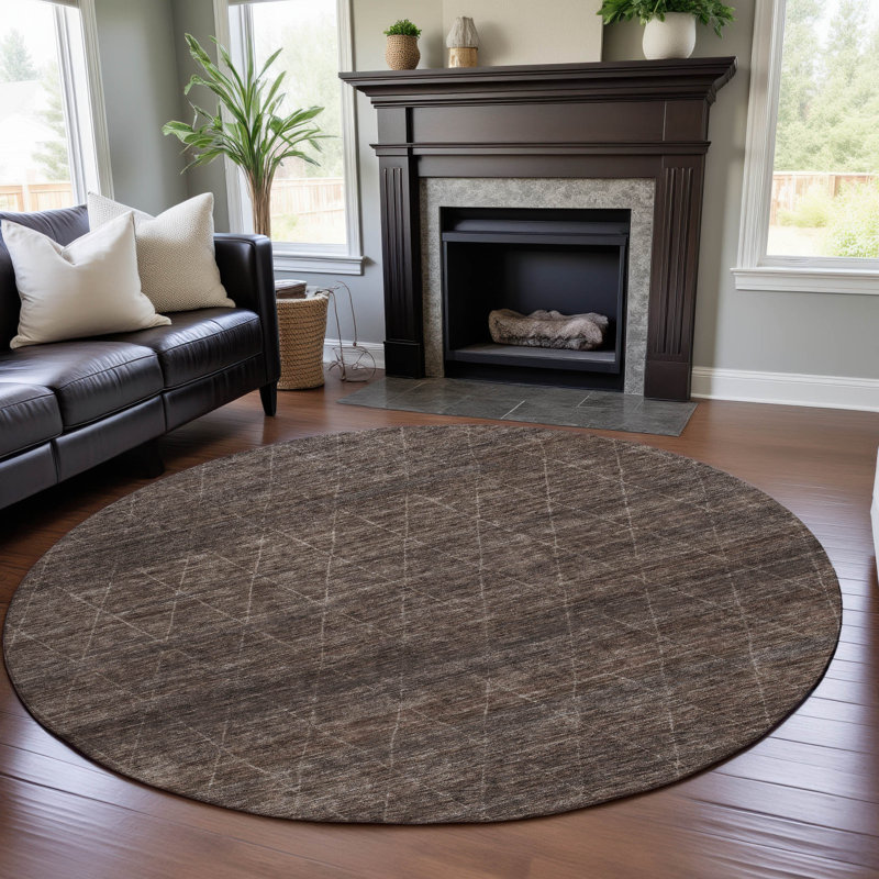 Premium Machine Washable Kent AMF1165 Geometric Rug, Round 8'