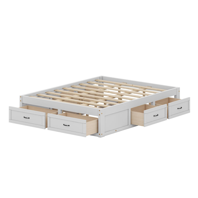 Base de lit minimaliste à profil bas avec système de tiroir coulissant intégré