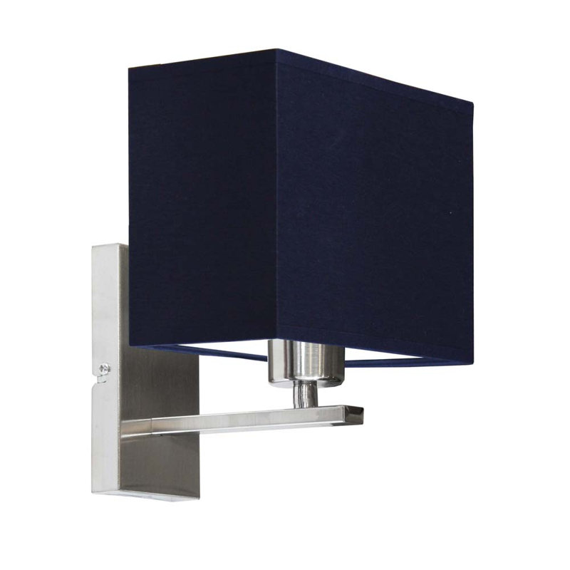 Asavira Steel Armed Sconce, Brushed Steel, Navy Blue