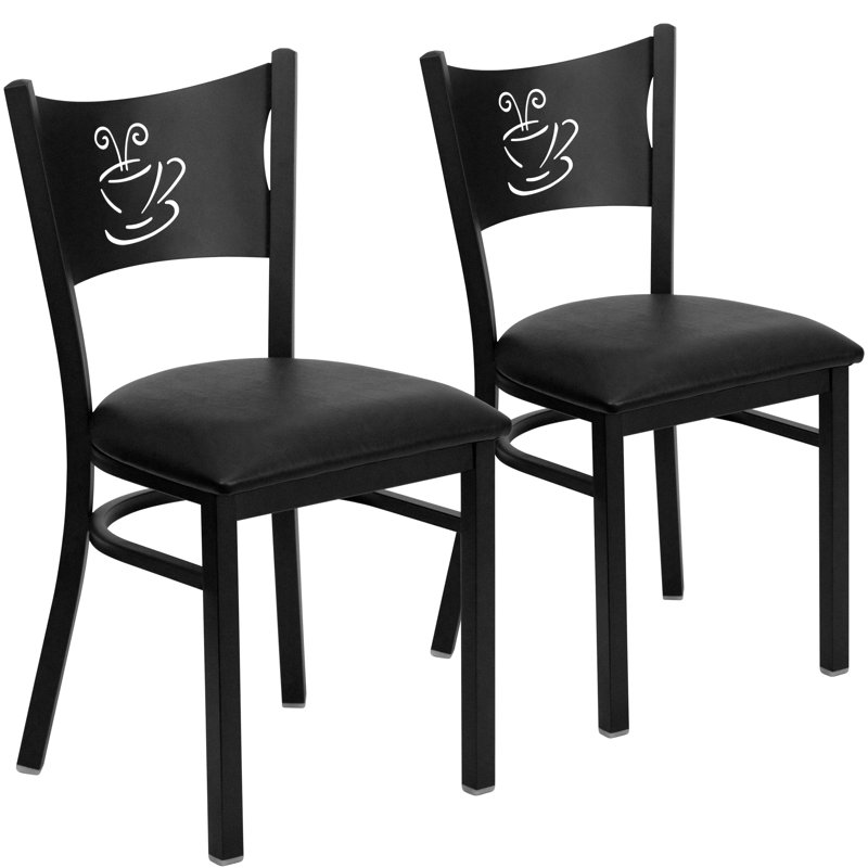 Prompton Coffee Back Metal Restaurant Chair, Black