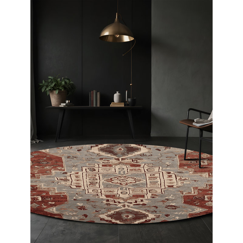 Tapis brun soyeux et moelleux, Rond 3 pi