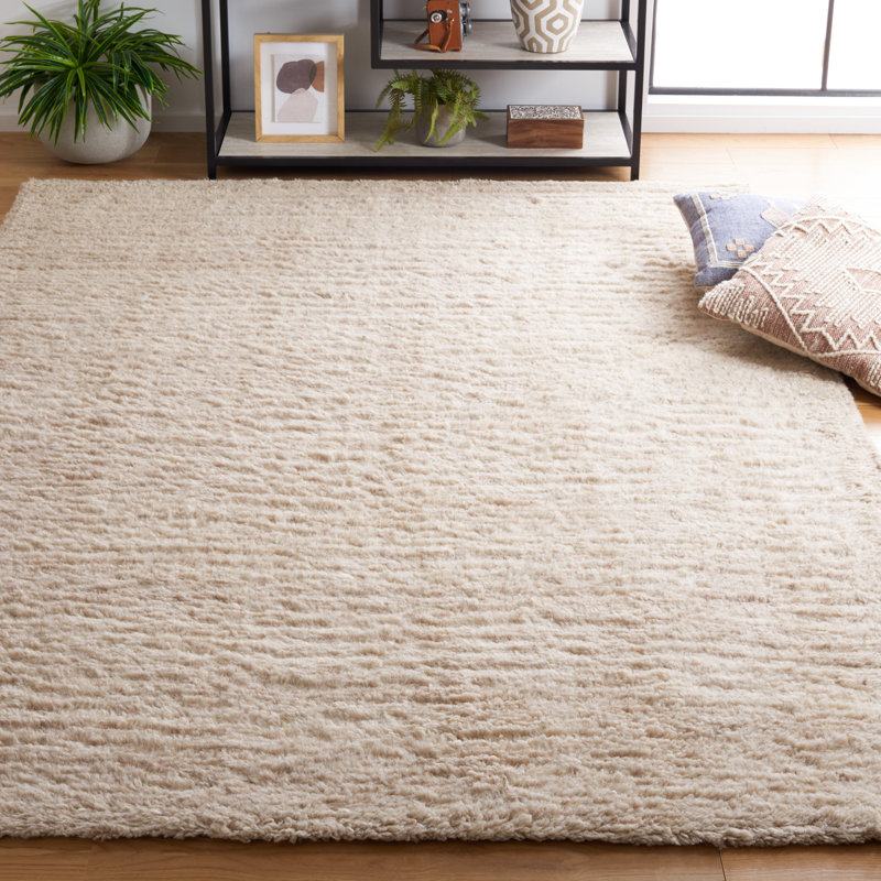Tapis de couleur unie en laine / coton touffeté à la main Élizzie, Rectangle 6 pi x 9 pi