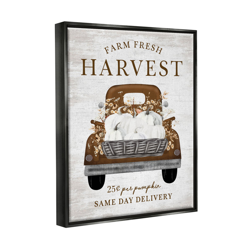 Farm Farm Harvest par lettré et doublé, Cadre flottant noir de jais, H 31 po x l 25 po x P 1,7 po