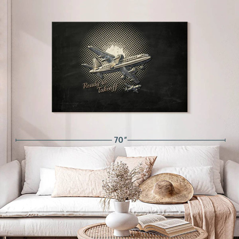 Avion au décollage Mehar, H 26 po x l 39 po