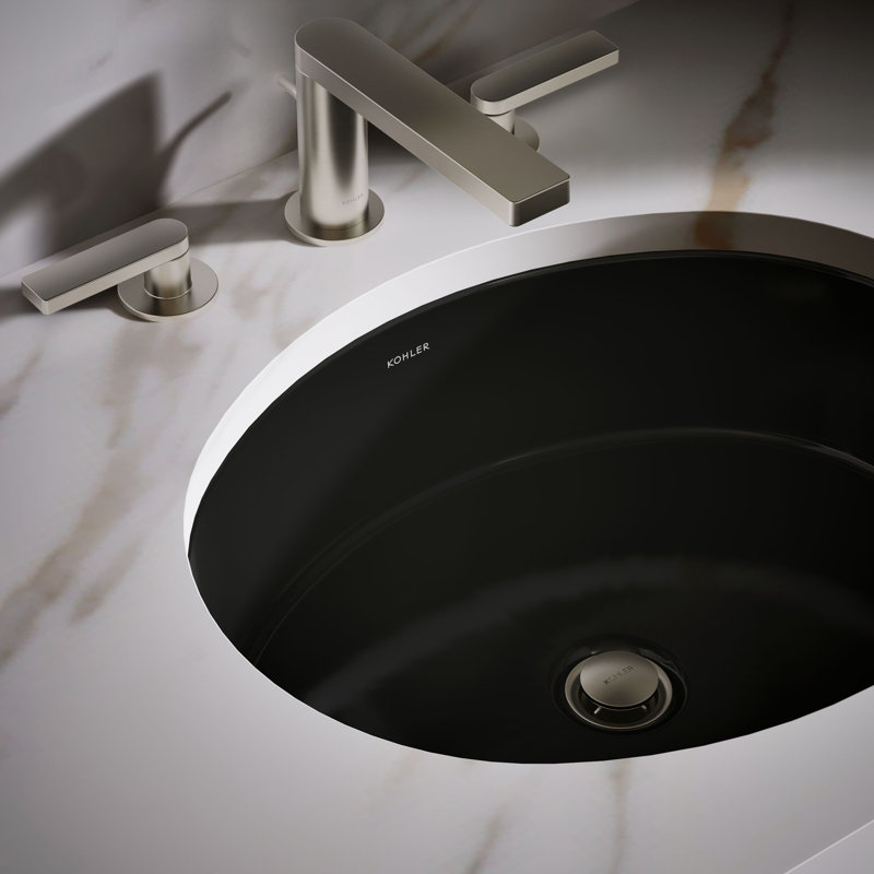 Verticyl Ceramic Oval Undermount Bathroom Sink with Overflow, Black