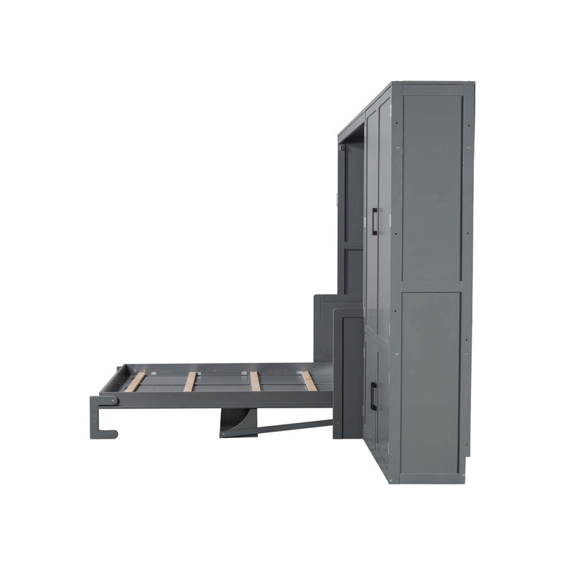 Lit escamotable peu encombrant avec garde-robe attaché, Grey